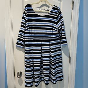 Lane Bryant Size 18 Striped Winter Dress with 3/4th Sleeves